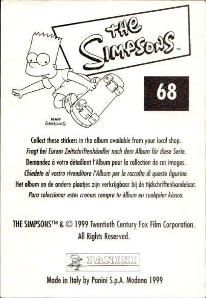 figurina ''Menù a Tendina'' The Simpsons 1999 Panini - Foto 115 di 241