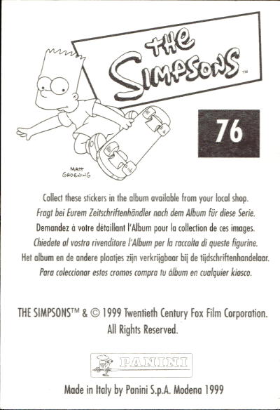 figurina ''Menù a Tendina'' The Simpsons 1999 Panini - Foto 129 di 241