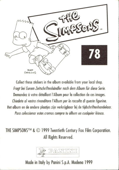 figurina ''Menù a Tendina'' The Simpsons 1999 Panini - Foto 133 di 241
