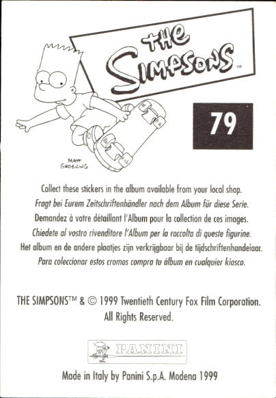 figurina ''Menù a Tendina'' The Simpsons 1999 Panini - Foto 135 di 241