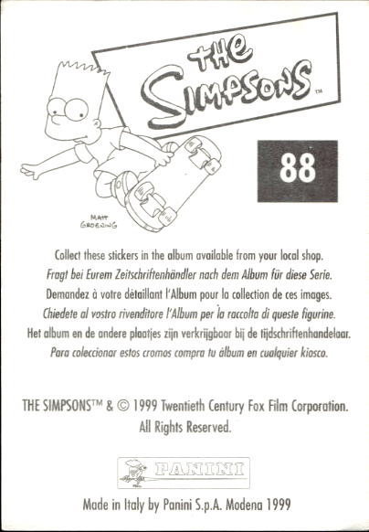 figurina ''Menù a Tendina'' The Simpsons 1999 Panini - Foto 149 di 241