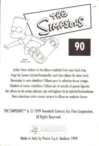 figurina ''Menù a Tendina'' The Simpsons 1999 Panini - Foto 153 di 241