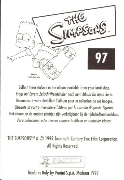 figurina ''Menù a Tendina'' The Simpsons 1999 Panini - Foto 163 di 241