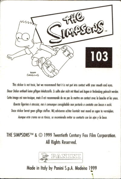 figurina ''Menù a Tendina'' The Simpsons 1999 Panini - Foto 171 di 241