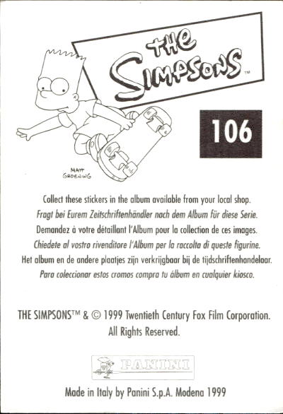 figurina ''Menù a Tendina'' The Simpsons 1999 Panini - Foto 177 di 241