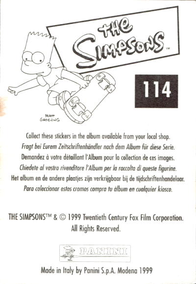 figurina ''Menù a Tendina'' The Simpsons 1999 Panini - Foto 189 di 241