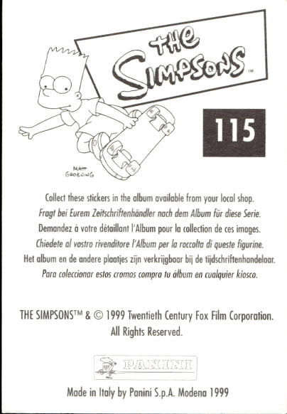 figurina ''Menù a Tendina'' The Simpsons 1999 Panini - Foto 191 di 241