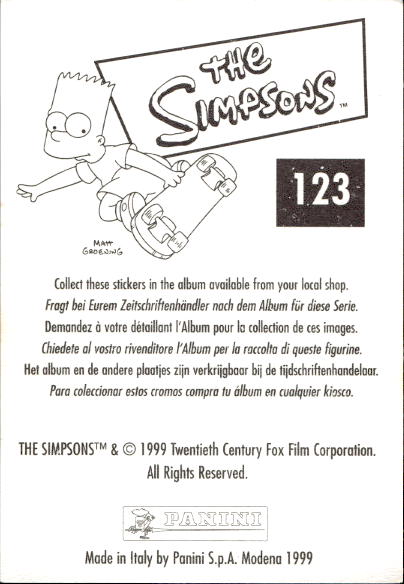 figurina ''Menù a Tendina'' The Simpsons 1999 Panini - Foto 205 di 241