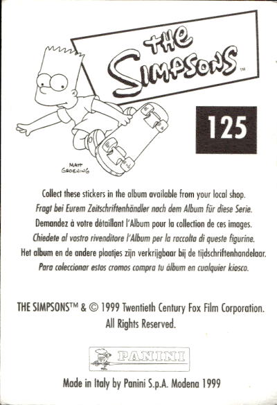 figurina ''Menù a Tendina'' The Simpsons 1999 Panini - Foto 209 di 241