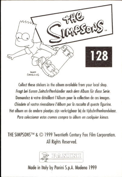 figurina ''Menù a Tendina'' The Simpsons 1999 Panini - Foto 215 di 241