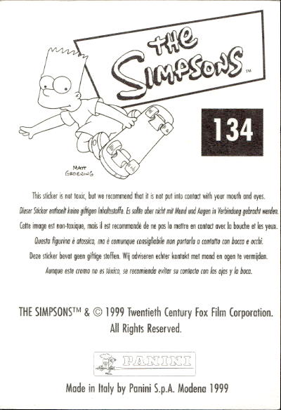 figurina ''Menù a Tendina'' The Simpsons 1999 Panini - Foto 223 di 241