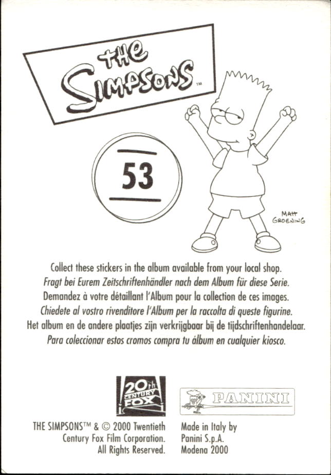 figurina ''Menù a Tendina'' The Simpsons 1999 Panini - Foto 89 di 241