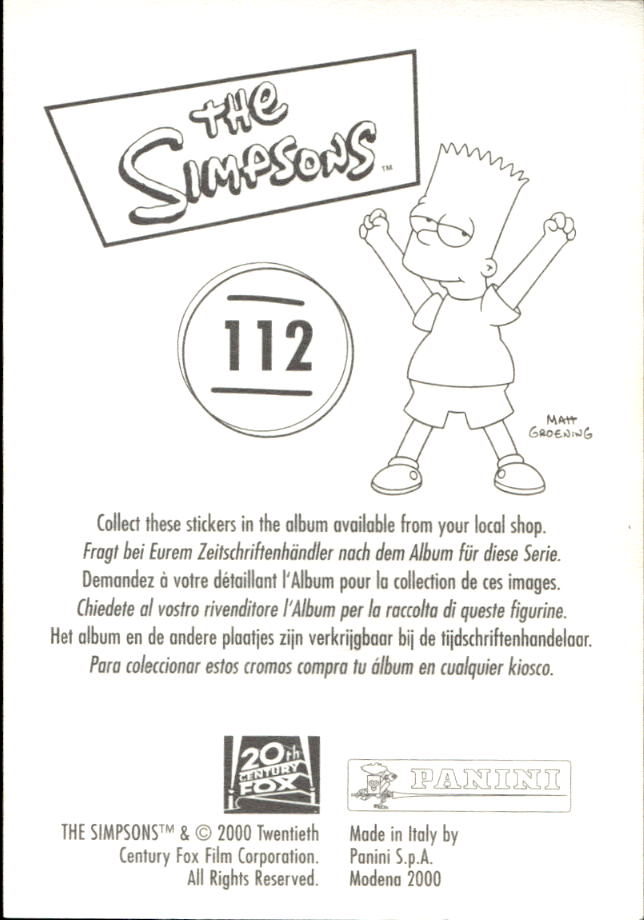 figurina ''Menù a Tendina'' The Simpsons 1999 Panini - Foto 185 di 241