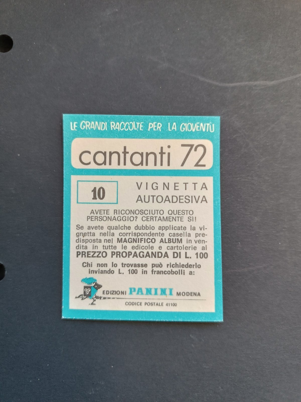 figurina ''Menù a Tendina'' cantanti 1972 panini Vignetta autoadesiva con velina - Foto 21 di 181