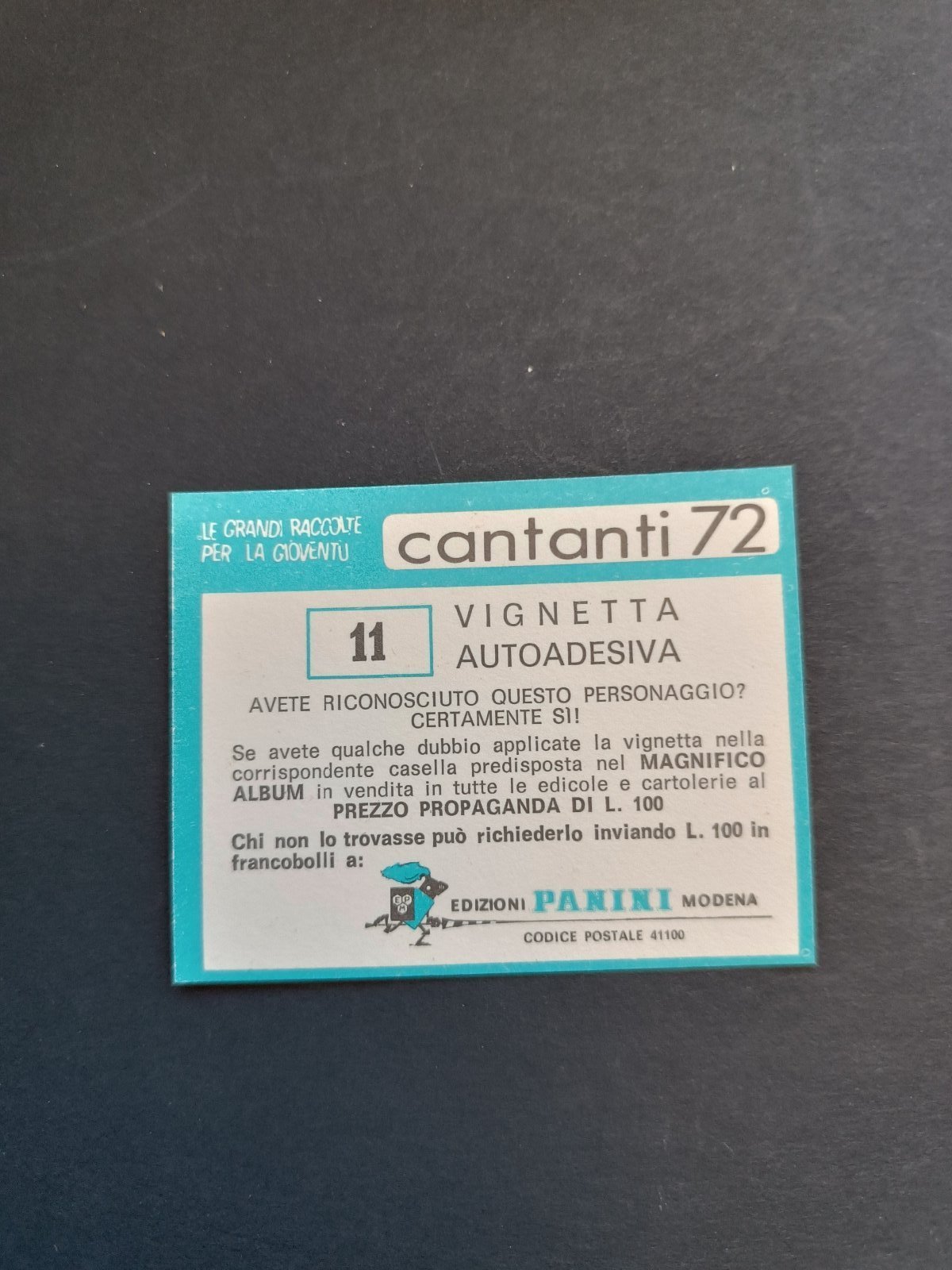 figurina ''Menù a Tendina'' cantanti 1972 panini Vignetta autoadesiva con velina - Foto 23 di 181