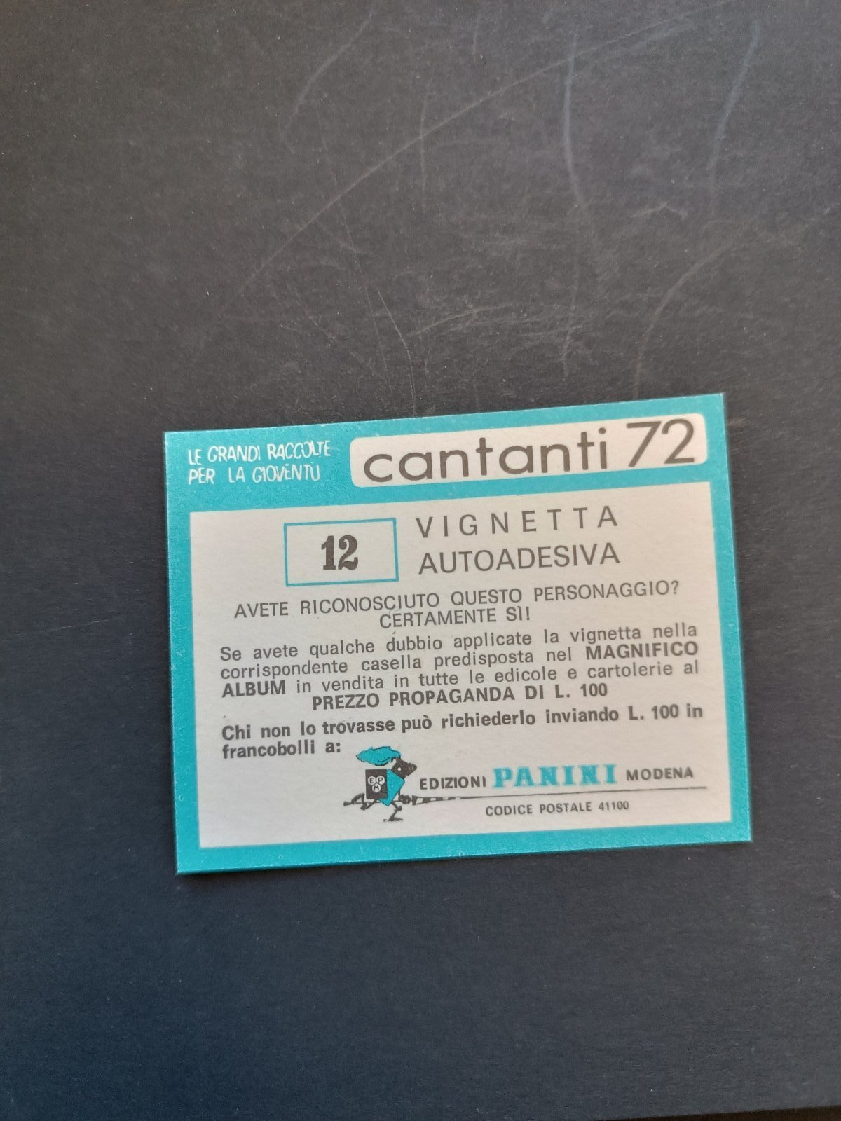figurina ''Menù a Tendina'' cantanti 1972 panini Vignetta autoadesiva con velina - Foto 25 di 181