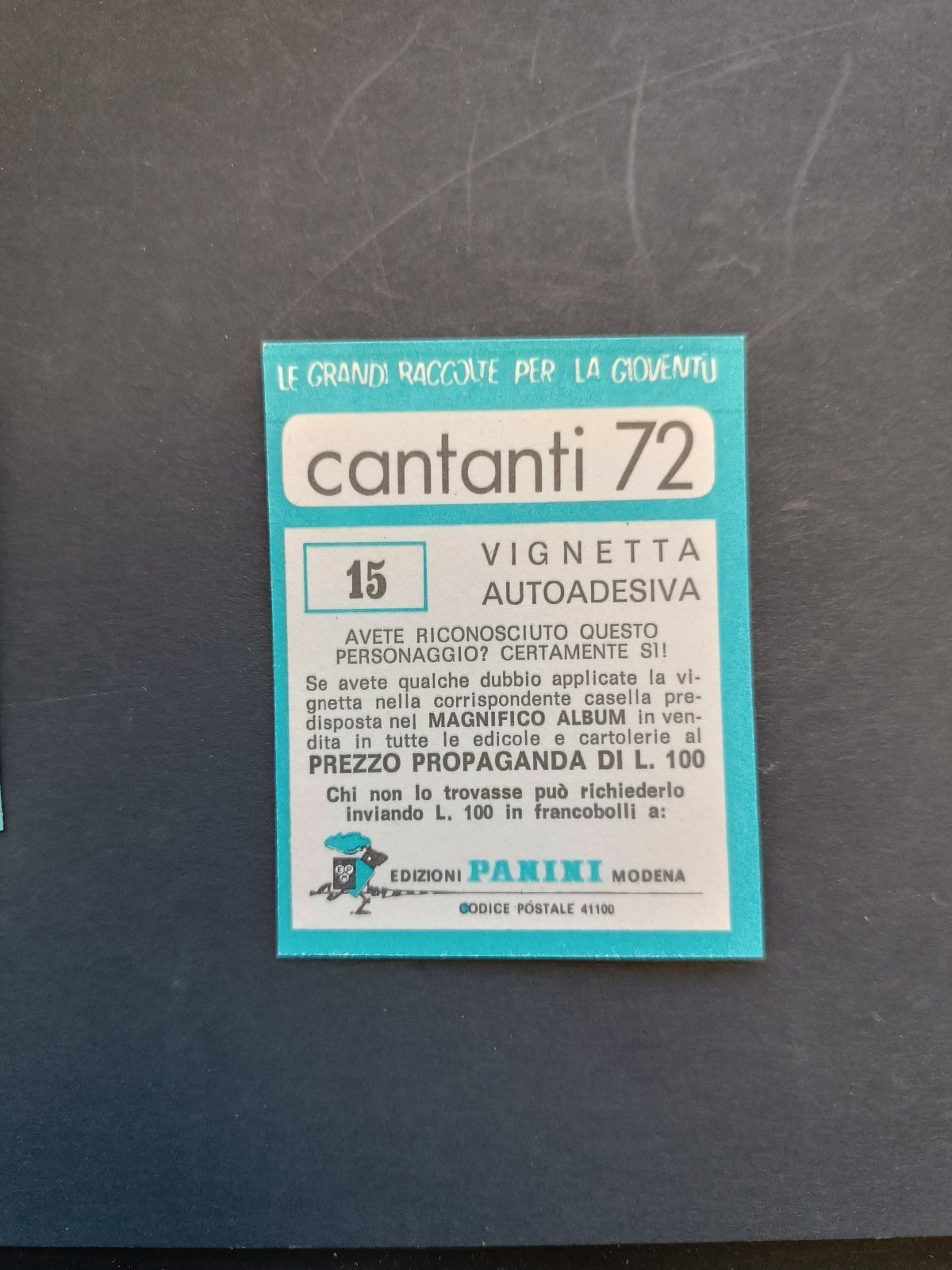 figurina ''Menù a Tendina'' cantanti 1972 panini Vignetta autoadesiva con velina - Foto 31 di 181