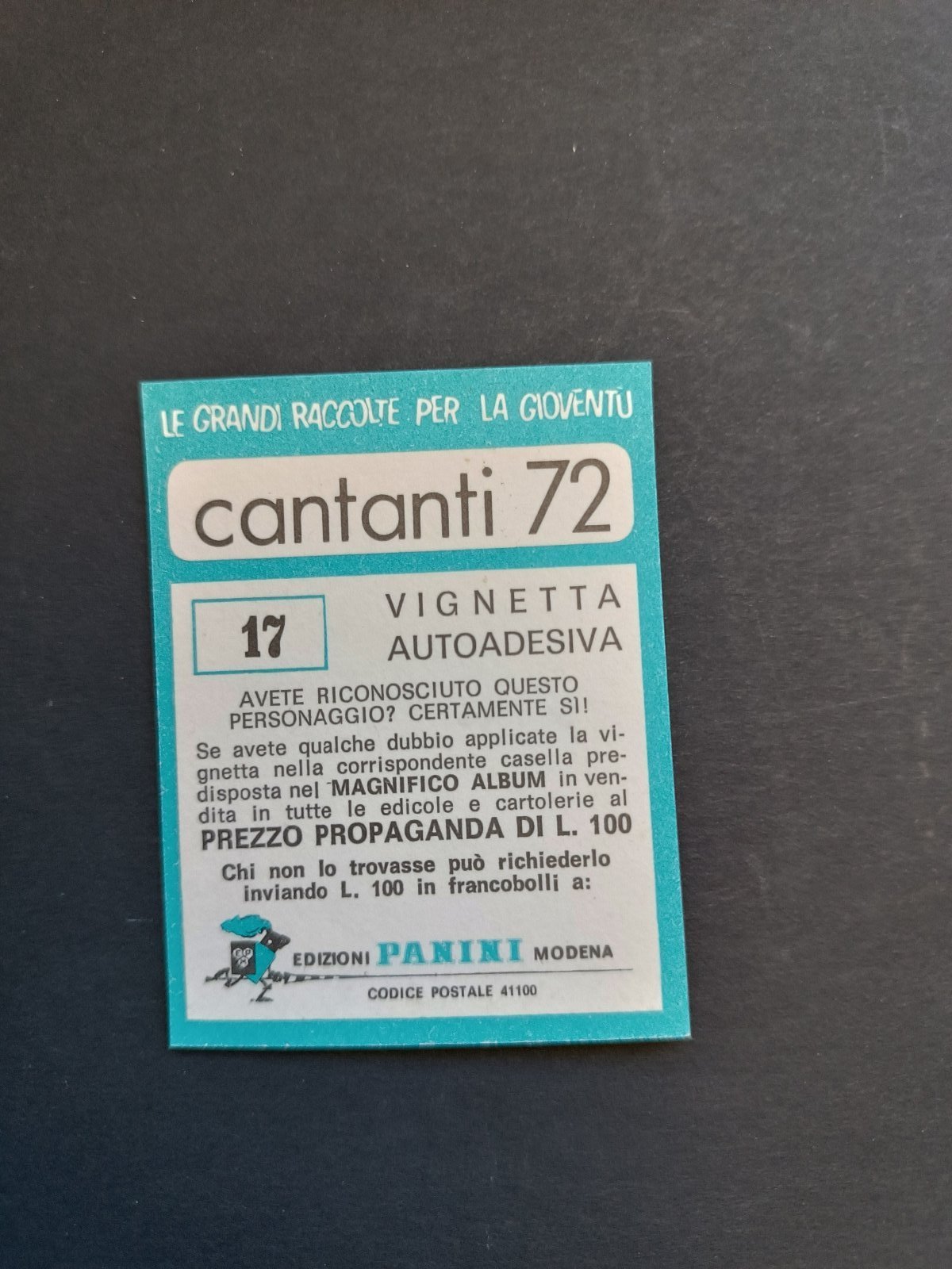 figurina ''Menù a Tendina'' cantanti 1972 panini Vignetta autoadesiva con velina - Foto 35 di 181