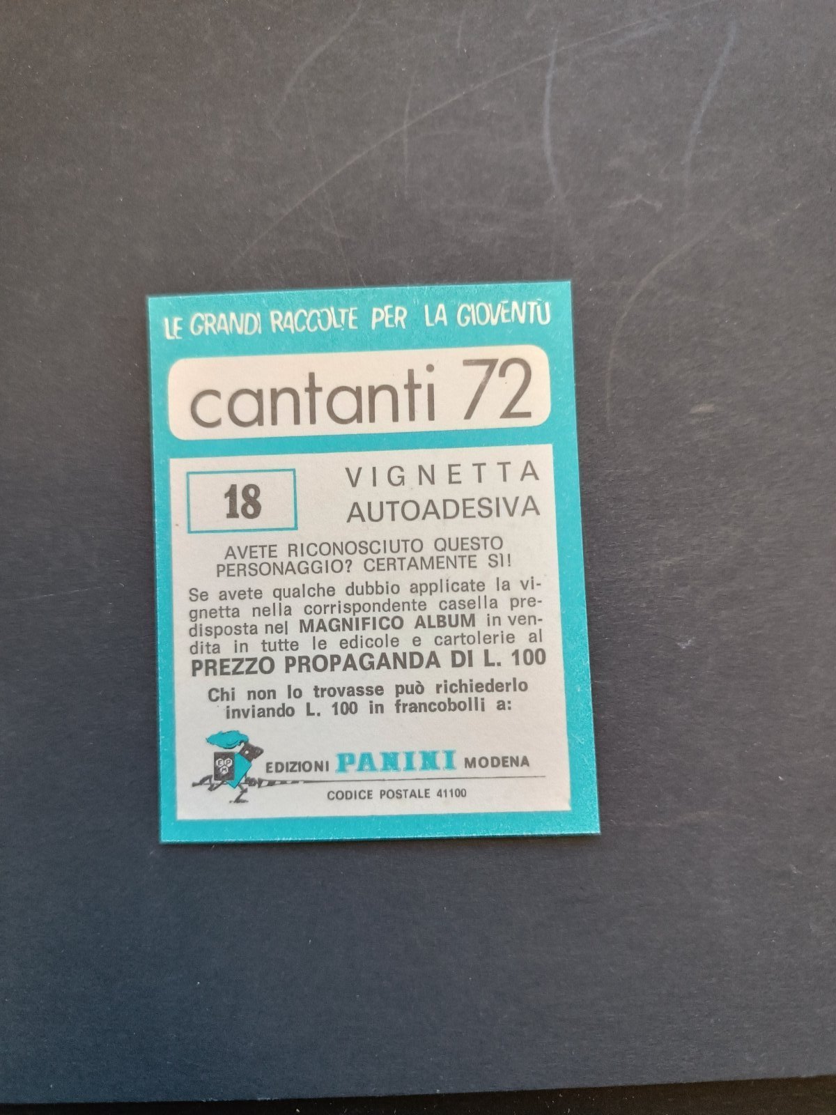 figurina ''Menù a Tendina'' cantanti 1972 panini Vignetta autoadesiva con velina - Foto 37 di 181