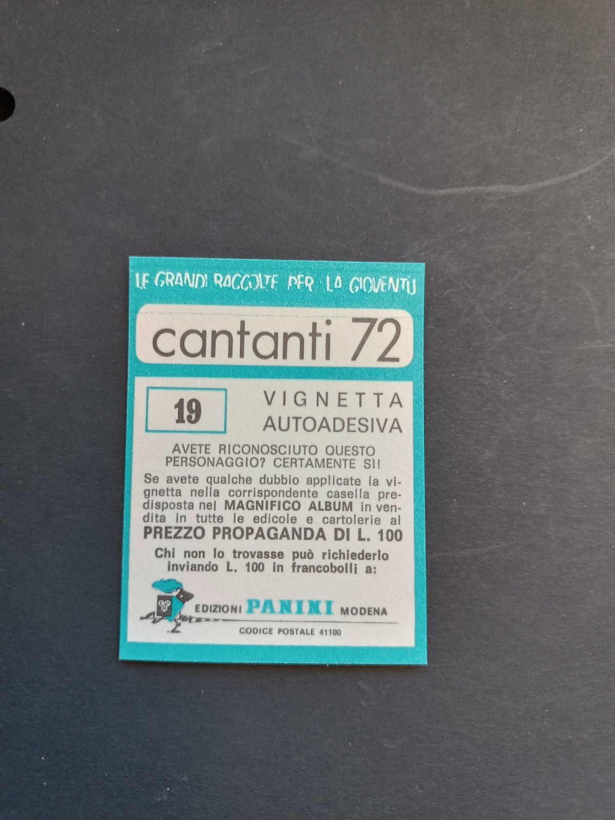 figurina ''Menù a Tendina'' cantanti 1972 panini Vignetta autoadesiva con velina - Foto 39 di 181