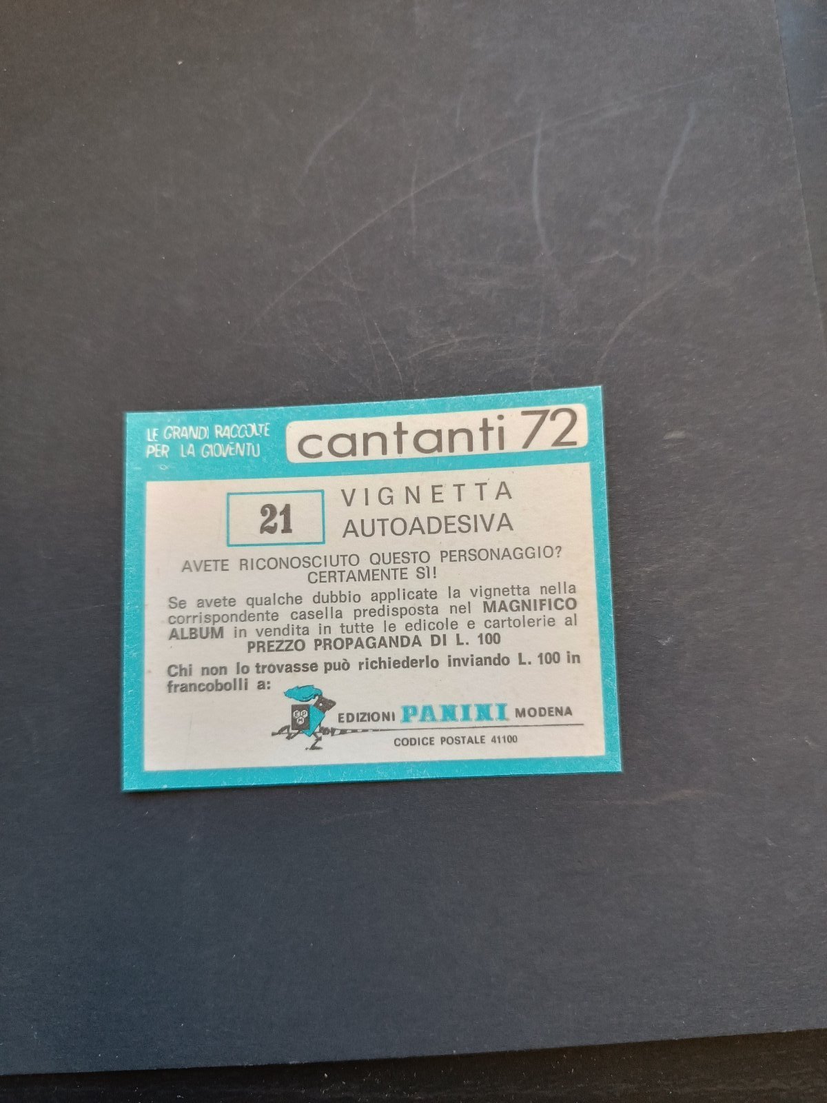 figurina ''Menù a Tendina'' cantanti 1972 panini Vignetta autoadesiva con velina - Foto 43 di 181