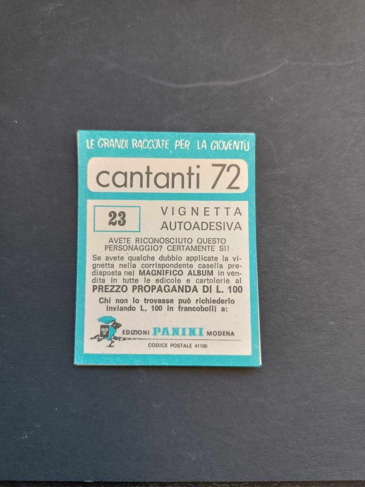 figurina ''Menù a Tendina'' cantanti 1972 panini Vignetta autoadesiva con velina - Foto 47 di 181