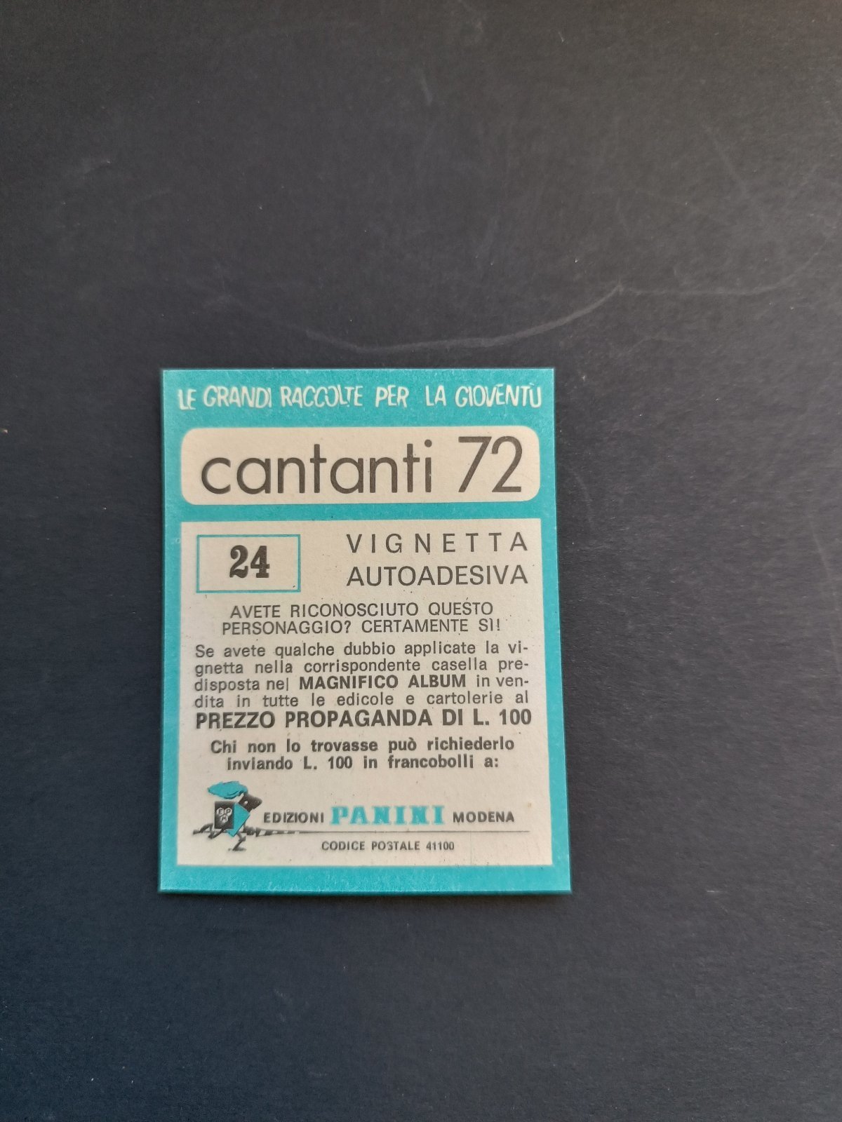 figurina ''Menù a Tendina'' cantanti 1972 panini Vignetta autoadesiva con velina - Foto 49 di 181