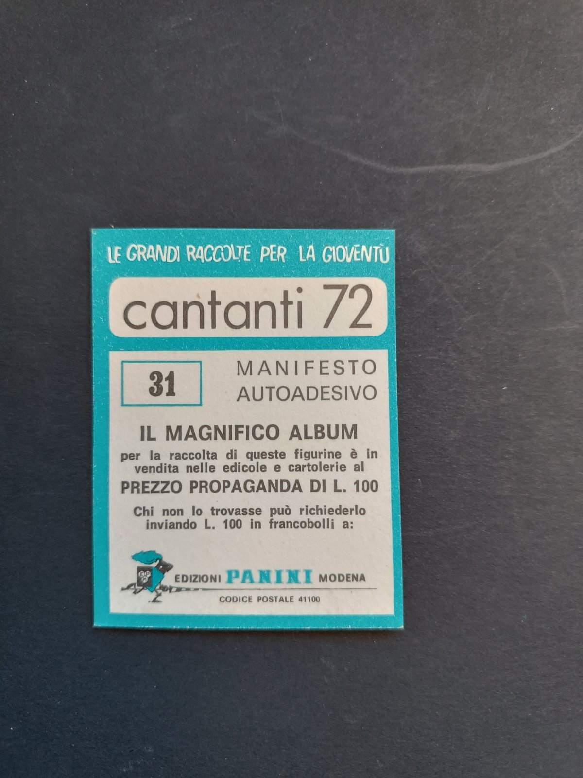 figurina ''Menù a Tendina'' cantanti 1972 panini Vignetta autoadesiva con velina - Foto 63 di 181