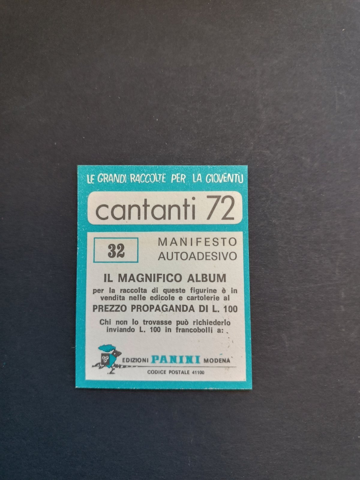 figurina ''Menù a Tendina'' cantanti 1972 panini Vignetta autoadesiva con velina - Foto 65 di 181