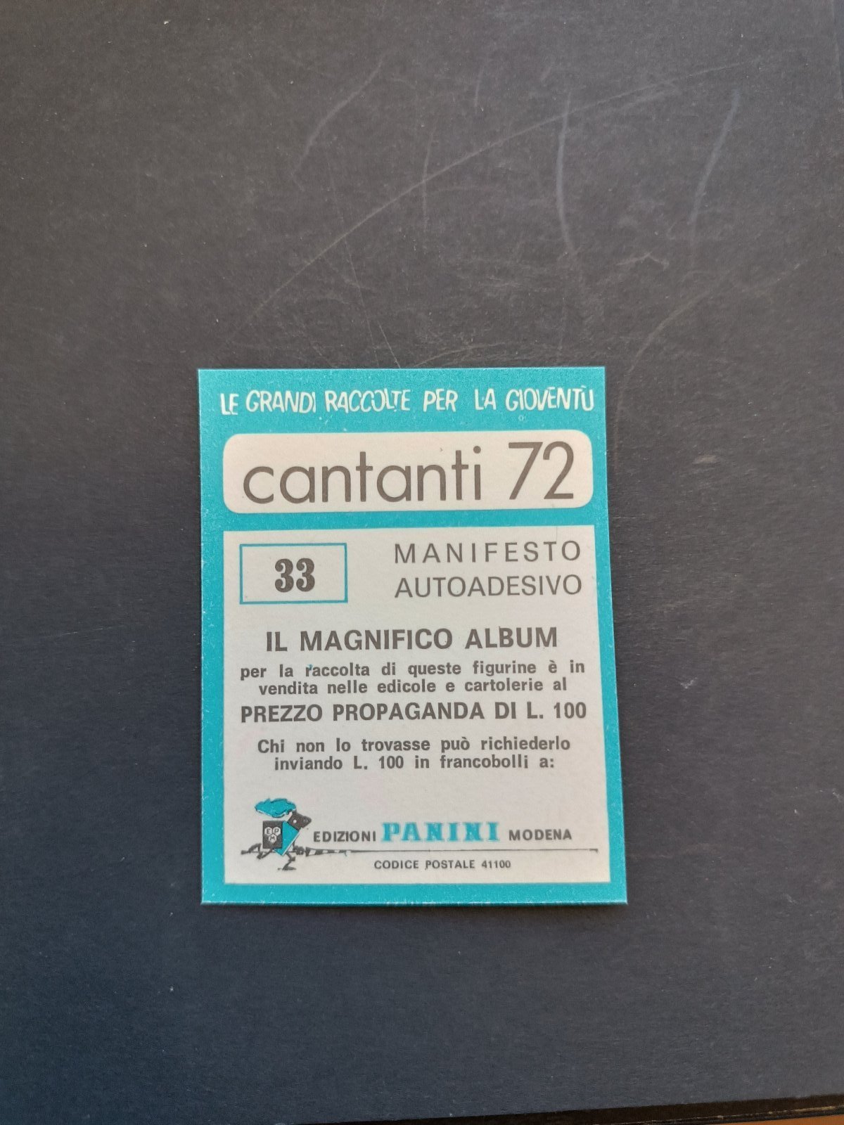 figurina ''Menù a Tendina'' cantanti 1972 panini Vignetta autoadesiva con velina - Foto 67 di 181