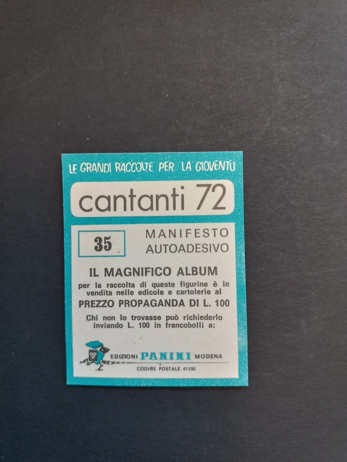 figurina ''Menù a Tendina'' cantanti 1972 panini Vignetta autoadesiva con velina - Foto 71 di 181