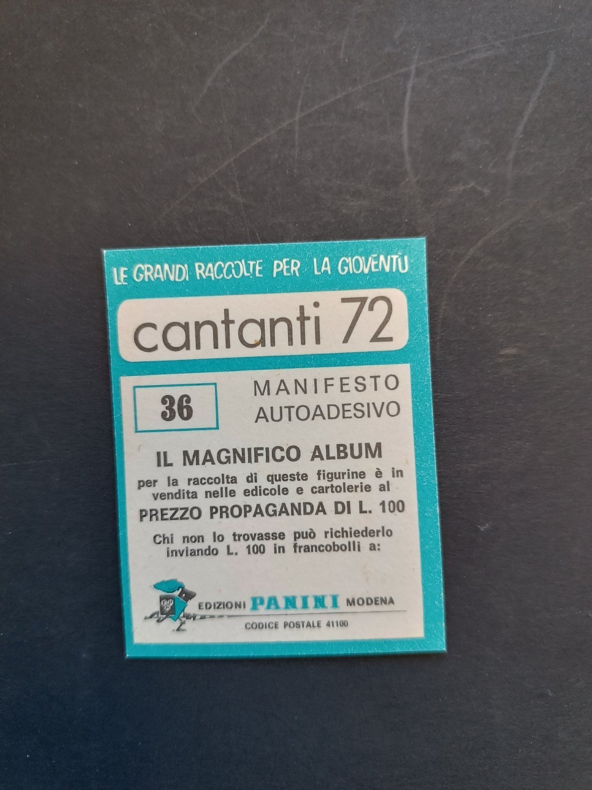 figurina ''Menù a Tendina'' cantanti 1972 panini Vignetta autoadesiva con velina - Foto 73 di 181