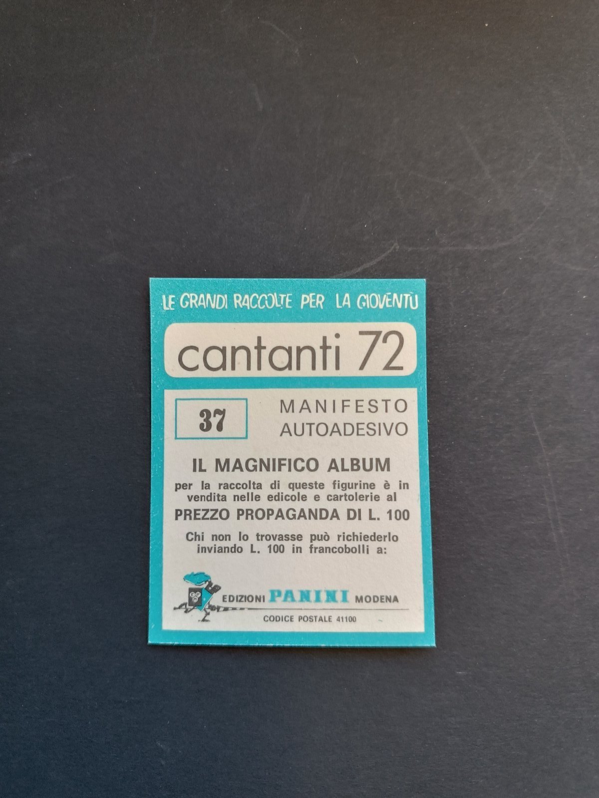 figurina ''Menù a Tendina'' cantanti 1972 panini Vignetta autoadesiva con velina - Foto 77 di 181
