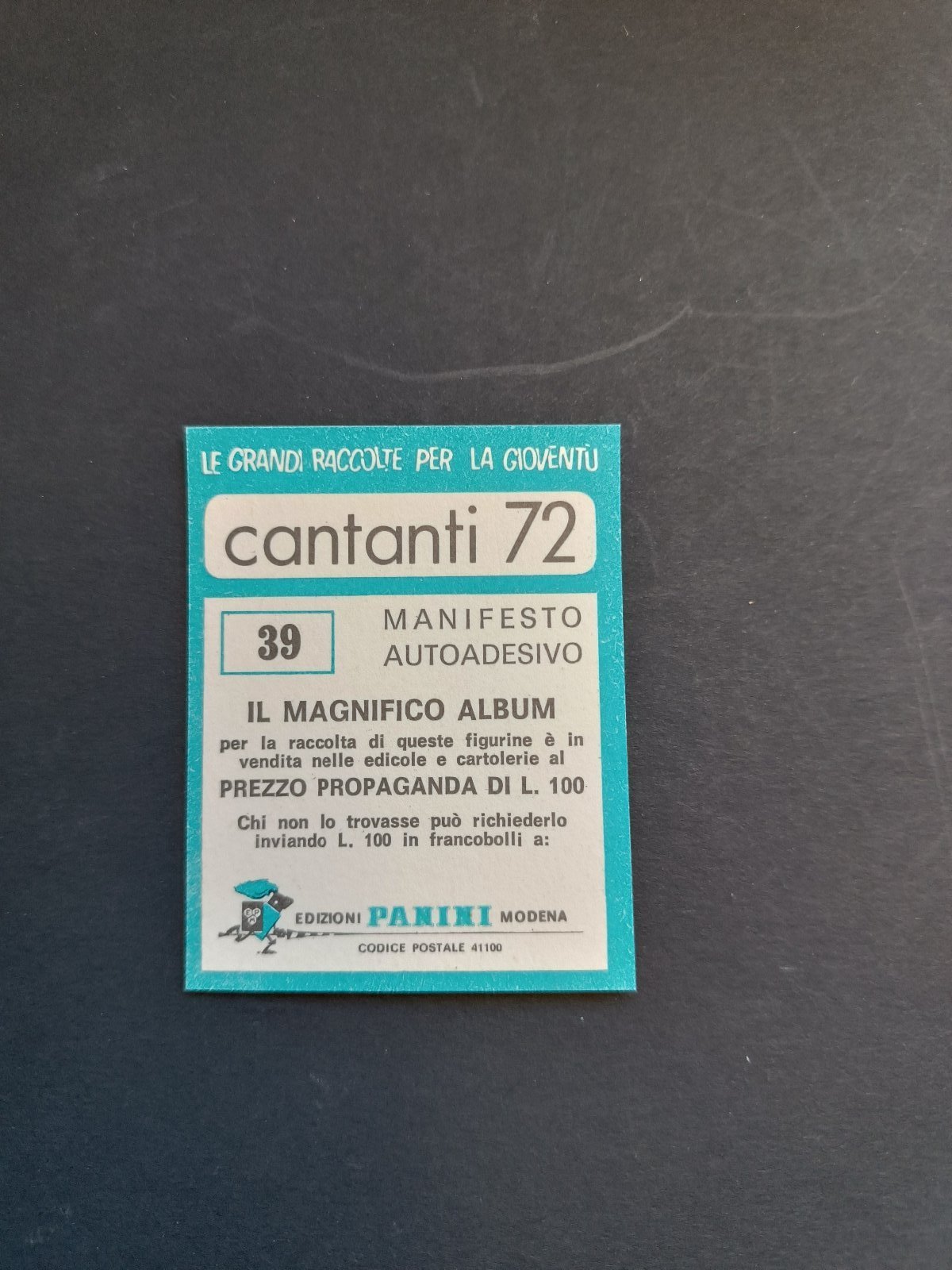 figurina ''Menù a Tendina'' cantanti 1972 panini Vignetta autoadesiva con velina - Foto 79 di 181