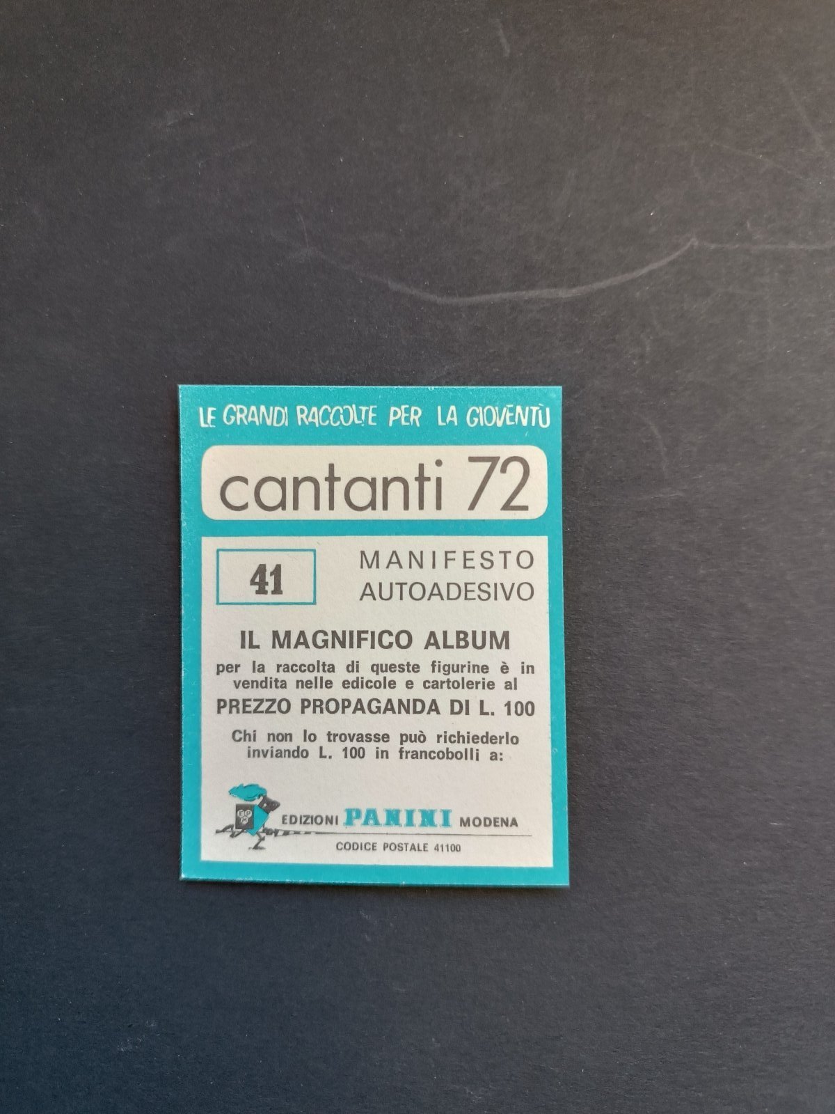 figurina ''Menù a Tendina'' cantanti 1972 panini Vignetta autoadesiva con velina - Foto 83 di 181