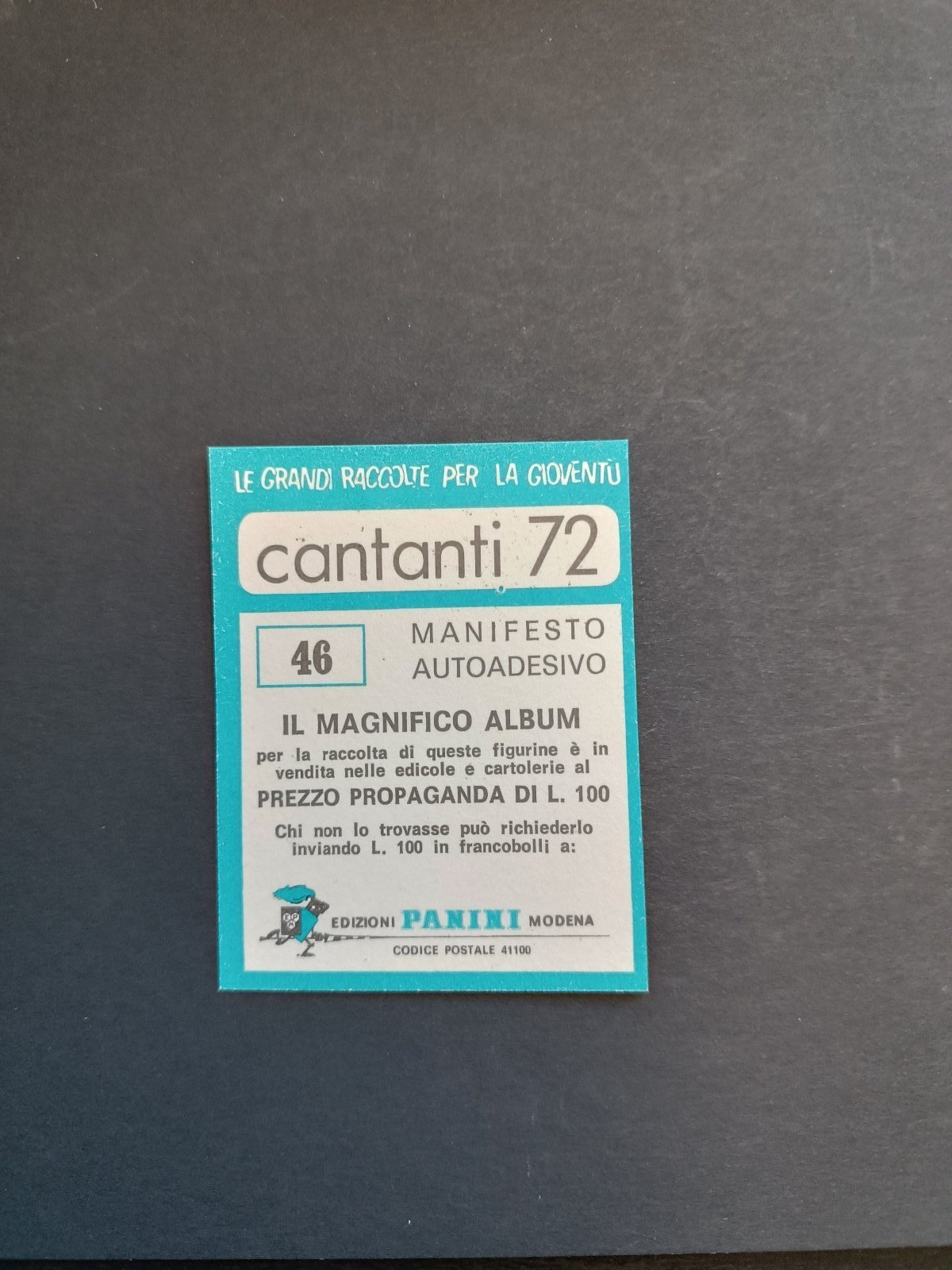 figurina ''Menù a Tendina'' cantanti 1972 panini Vignetta autoadesiva con velina - Foto 93 di 181