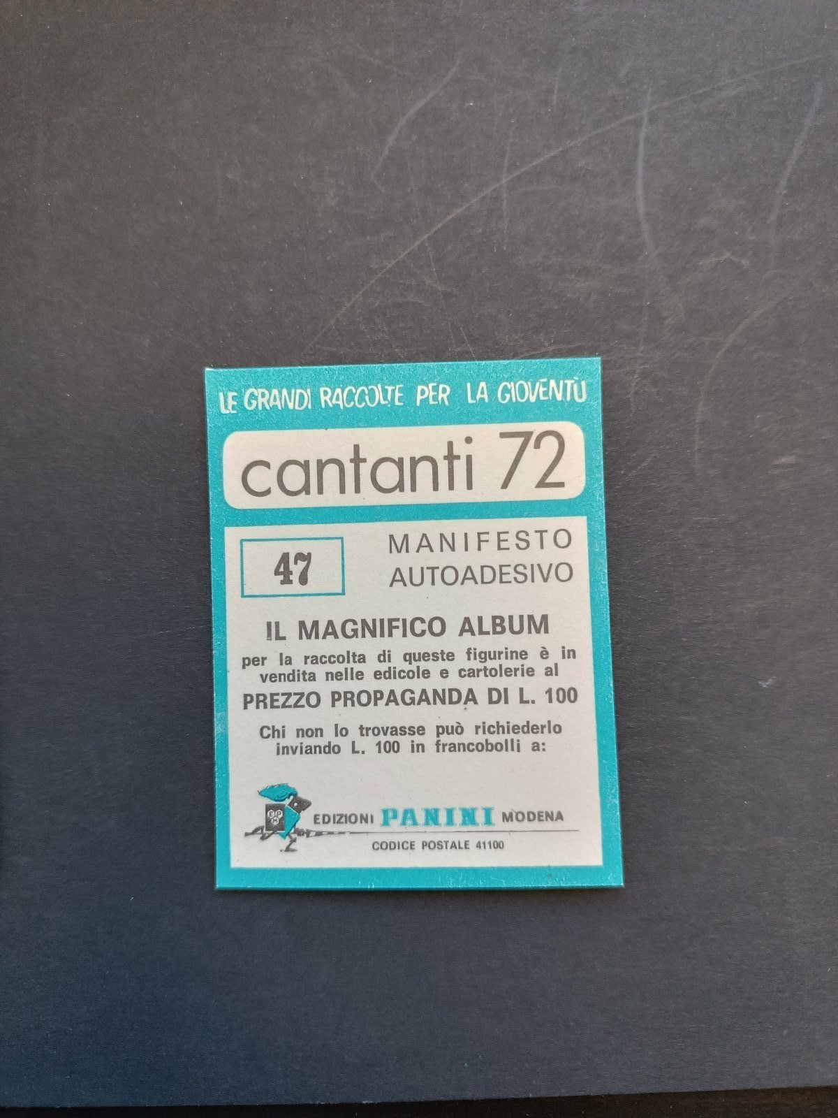figurina ''Menù a Tendina'' cantanti 1972 panini Vignetta autoadesiva con velina - Foto 95 di 181
