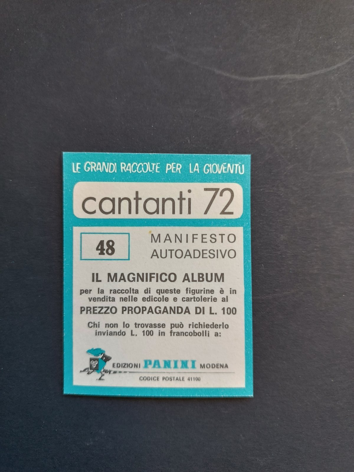 figurina ''Menù a Tendina'' cantanti 1972 panini Vignetta autoadesiva con velina - Foto 97 di 181