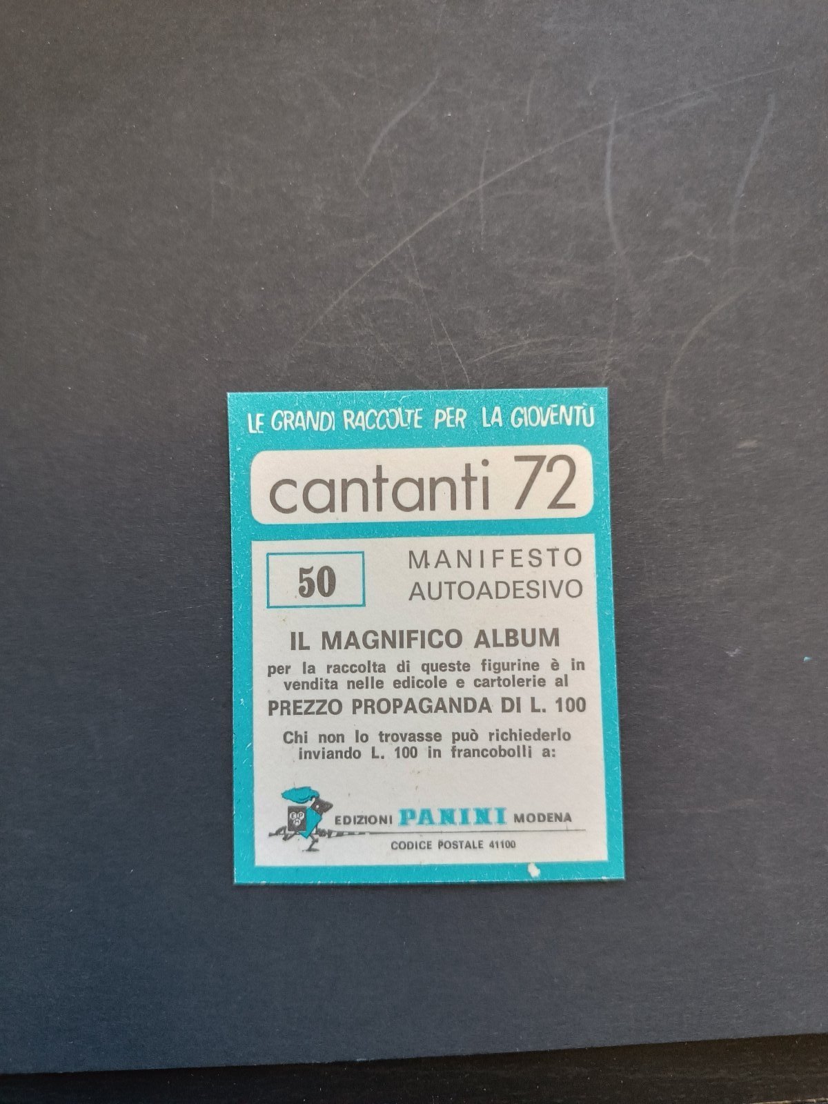 figurina ''Menù a Tendina'' cantanti 1972 panini Vignetta autoadesiva con velina - Foto 101 di 181
