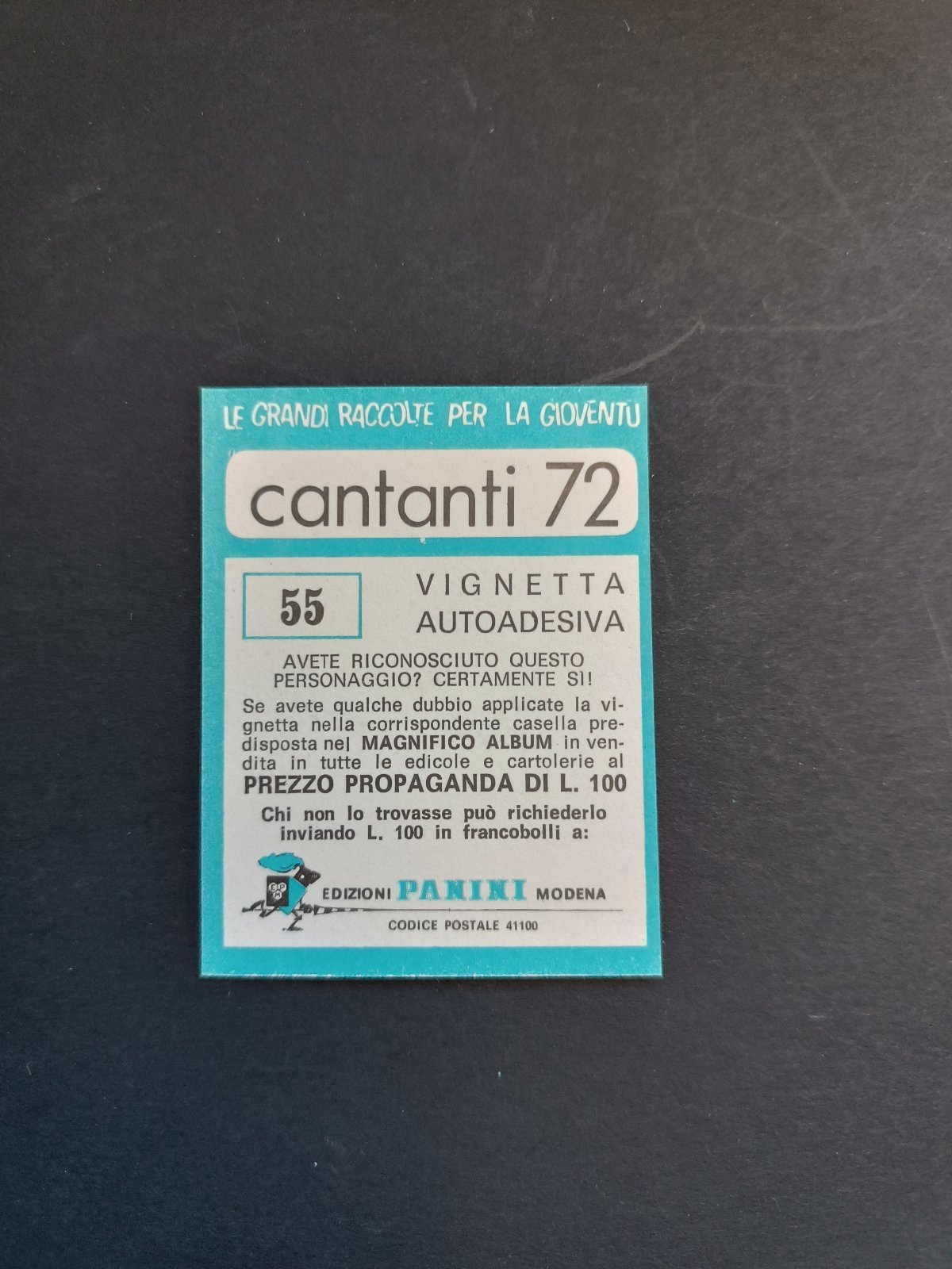 figurina ''Menù a Tendina'' cantanti 1972 panini Vignetta autoadesiva con velina - Foto 111 di 181
