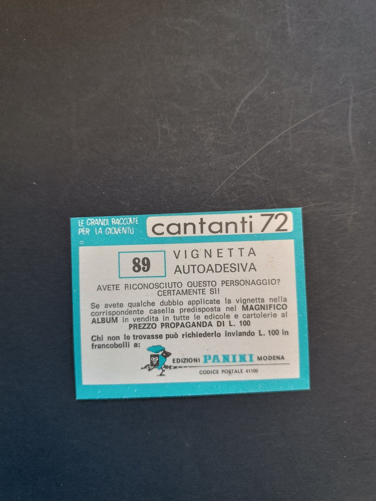 figurina ''Menù a Tendina'' cantanti 1972 panini Vignetta autoadesiva con velina - Foto 179 di 181