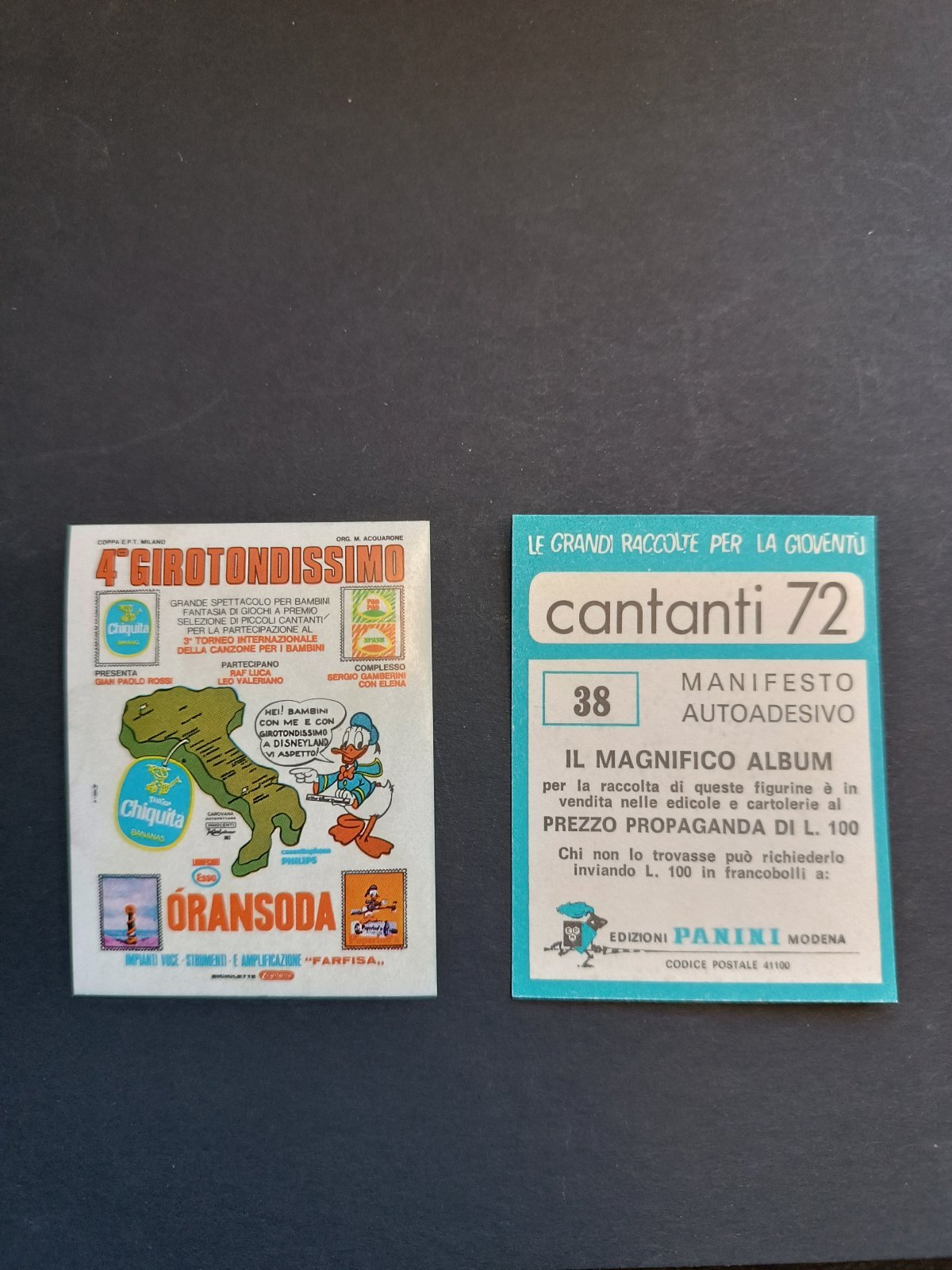 figurina ''Menù a Tendina'' cantanti 1972 panini Vignetta autoadesiva con velina - Foto 74 di 181