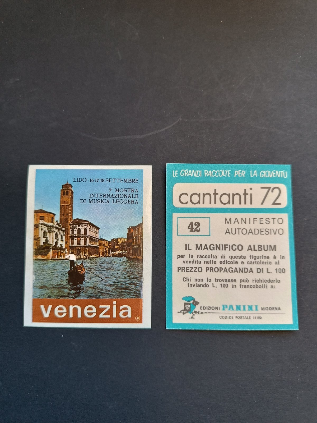 figurina ''Menù a Tendina'' cantanti 1972 panini Vignetta autoadesiva con velina - Foto 84 di 181