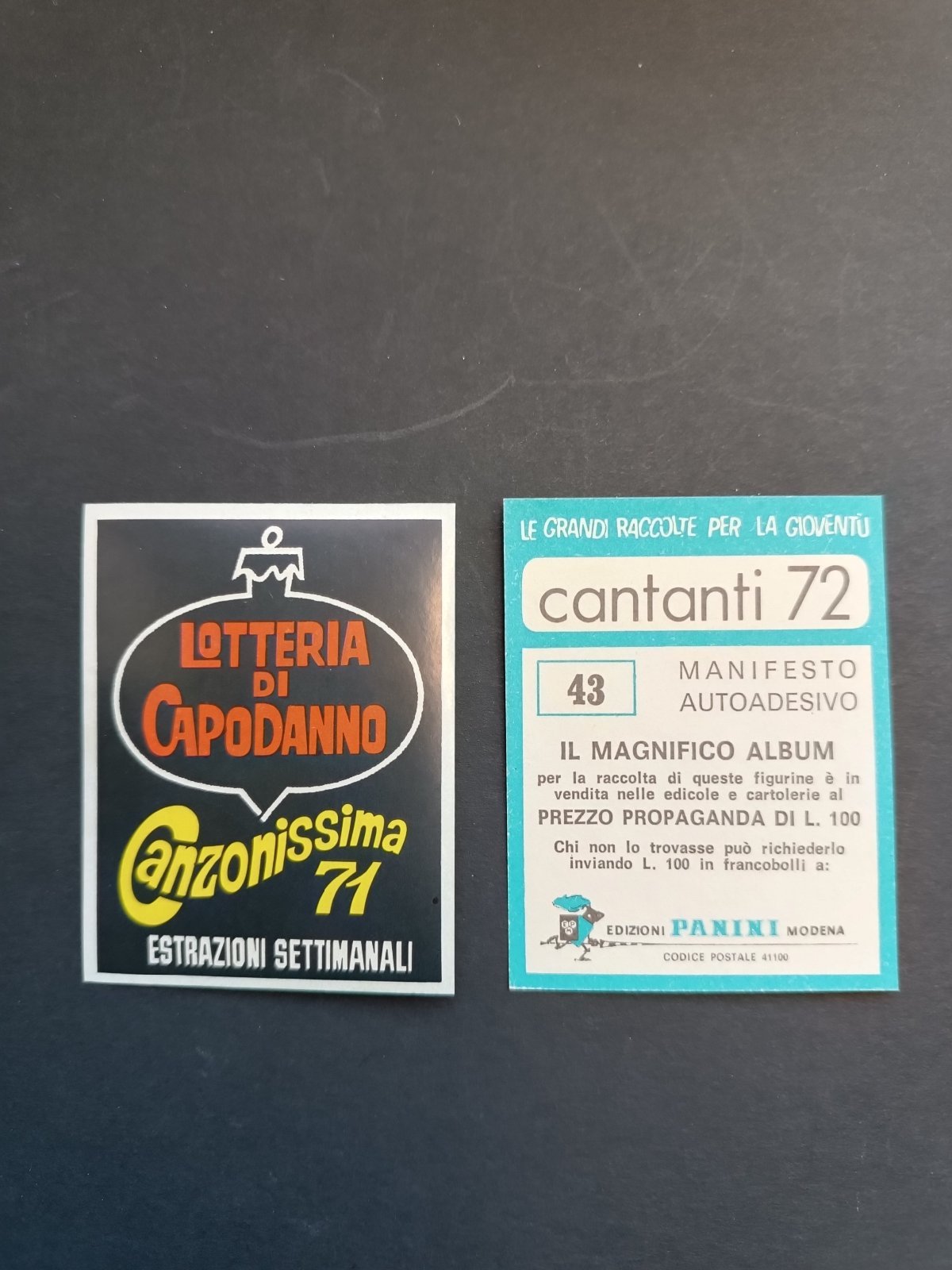 figurina ''Menù a Tendina'' cantanti 1972 panini Vignetta autoadesiva con velina - Foto 86 di 181