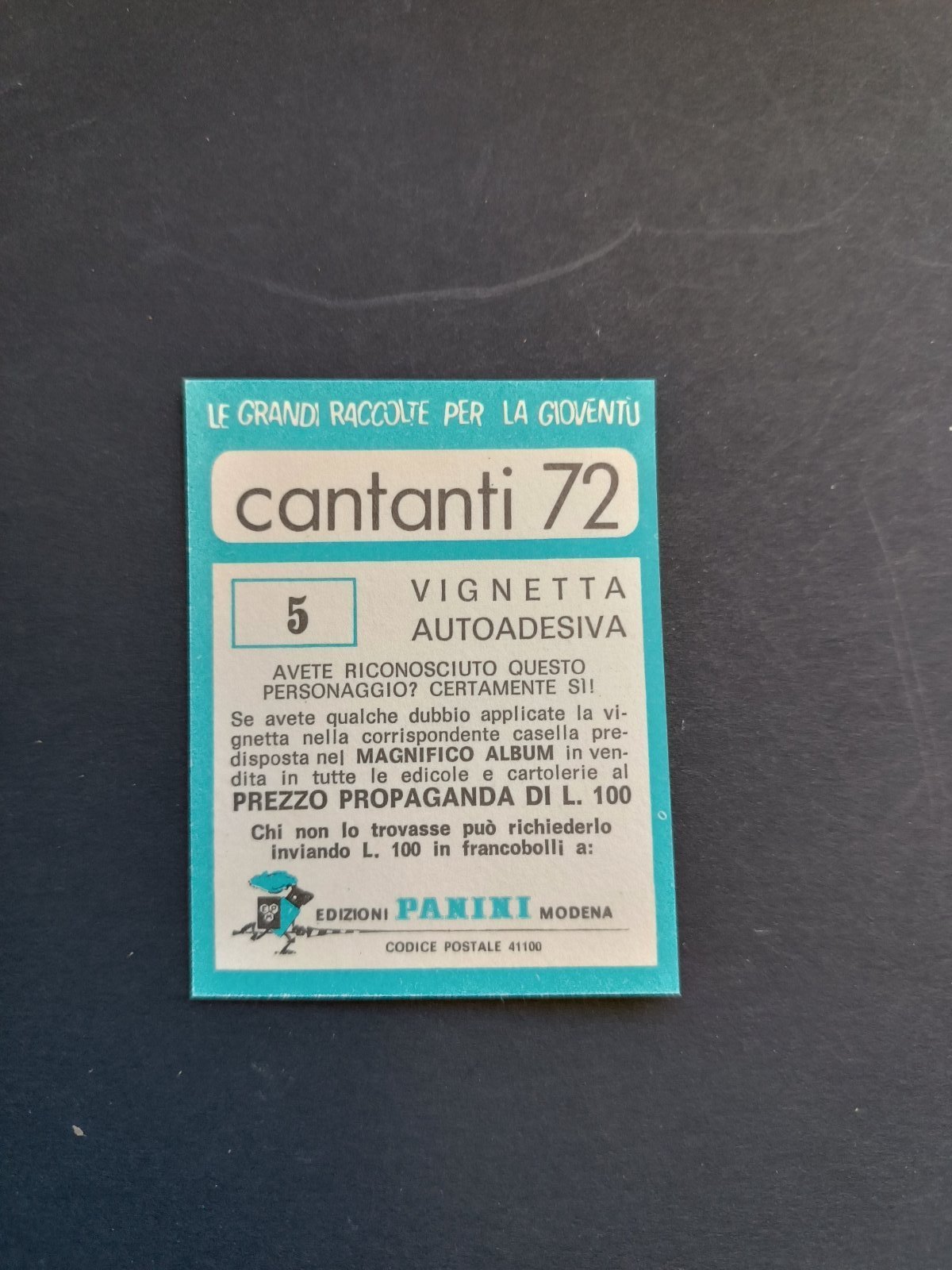 figurina ''Menù a Tendina'' cantanti 1972 panini Vignetta autoadesiva con velina - Foto 11 di 181