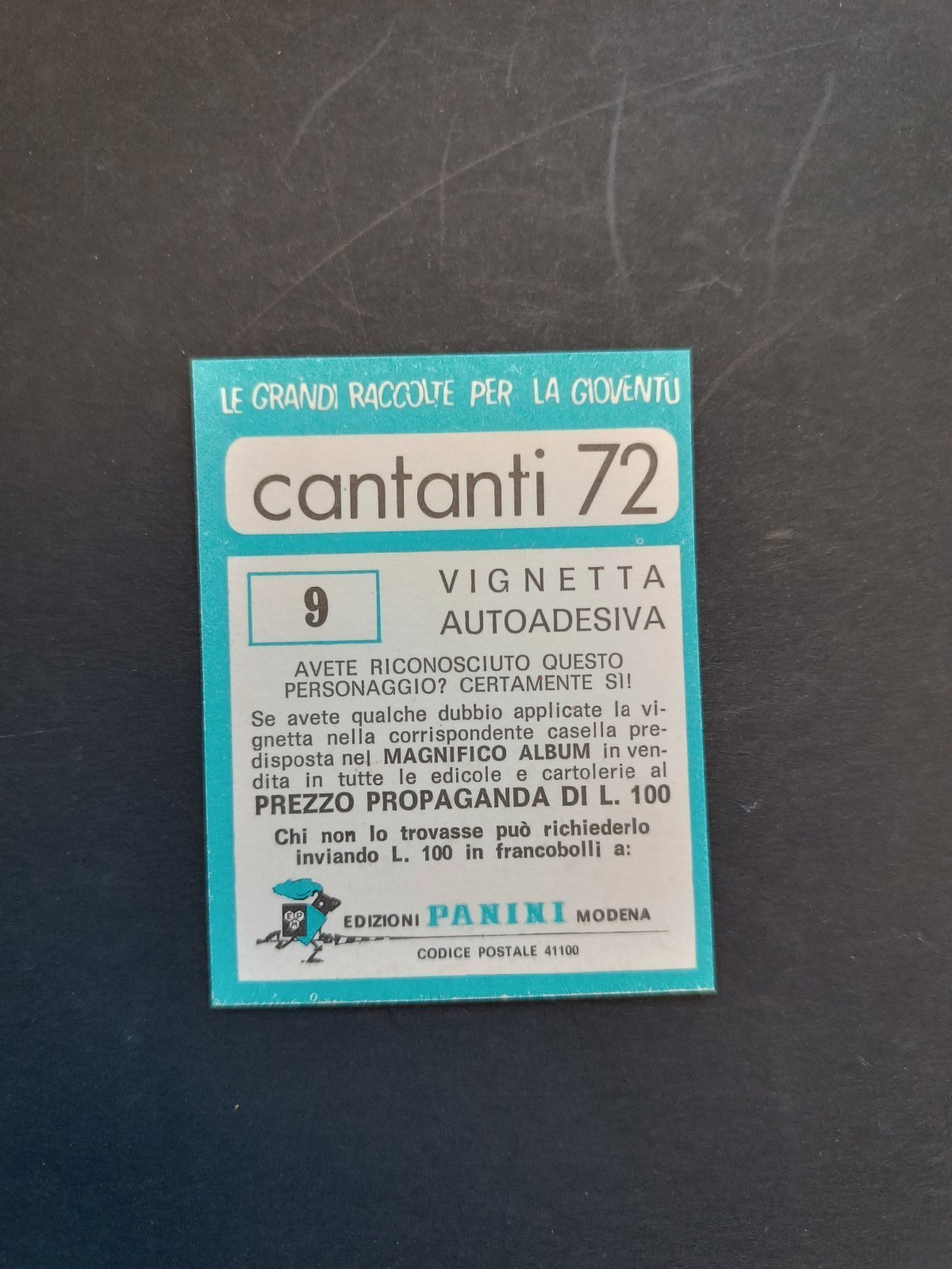 figurina ''Menù a Tendina'' cantanti 1972 panini Vignetta autoadesiva con velina - Foto 19 di 181