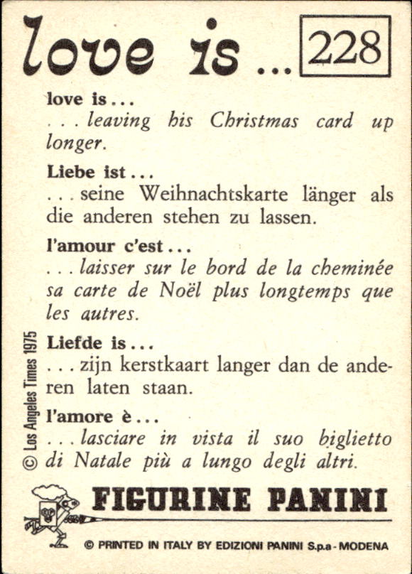Panini Figur ''Vorhangmenü'' Love is l'amore is… 1975 - Bild 191 von 223