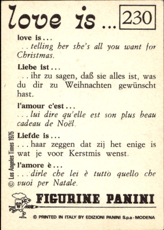 Panini Figur ''Vorhangmenü'' Love is l'amore is… 1975 - Bild 195 von 223