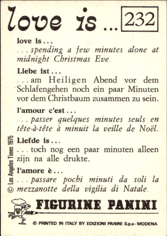 Panini Figur ''Vorhangmenü'' Love is l'amore is… 1975 - Bild 199 von 223