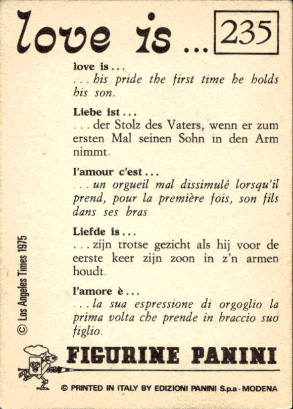 Panini Figur ''Vorhangmenü'' Love is l'amore is… 1975 - Bild 201 von 223